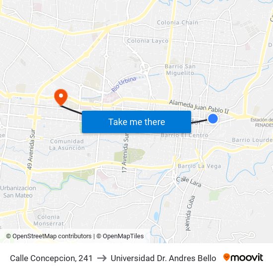 Calle Concepcion, 241 to Universidad Dr. Andres Bello map