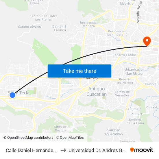 Calle Daniel Hernández, 8 to Universidad Dr. Andres Bello map