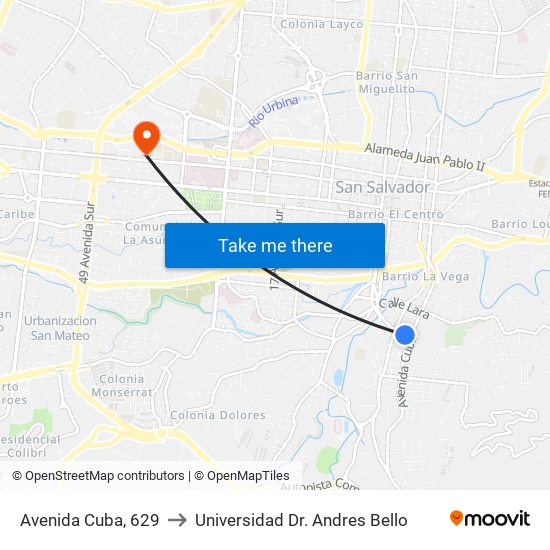 Avenida Cuba, 629 to Universidad Dr. Andres Bello map