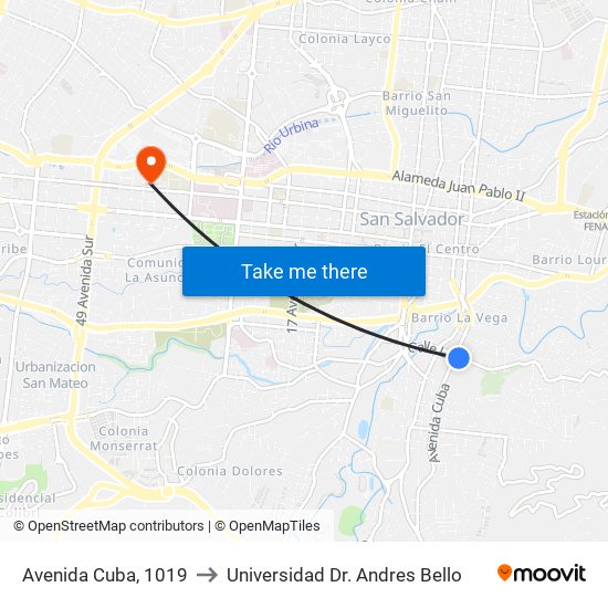 Avenida Cuba, 1019 to Universidad Dr. Andres Bello map