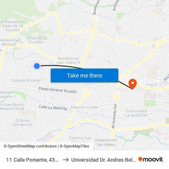 11 Calle Poniente, 4333 to Universidad Dr. Andres Bello map