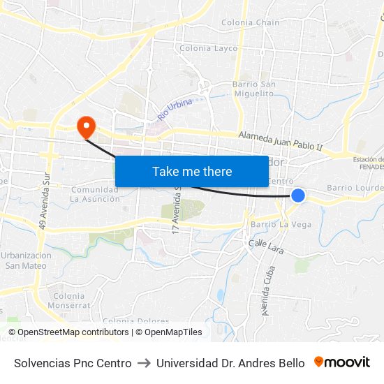 Solvencias Pnc Centro to Universidad Dr. Andres Bello map