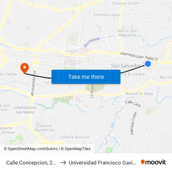 Calle Concepcion, 241 to Universidad Francisco Gavidia map