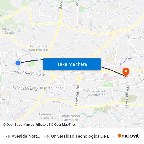 79 Avenida Norte, 133 to Universidad Tecnológica De El Salvador map