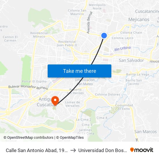 Calle San Antonio Abad, 1950 to Universidad Don Bosco map