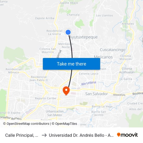 Calle Principal, 33a to Universidad Dr. Andrés Bello - Anexo map