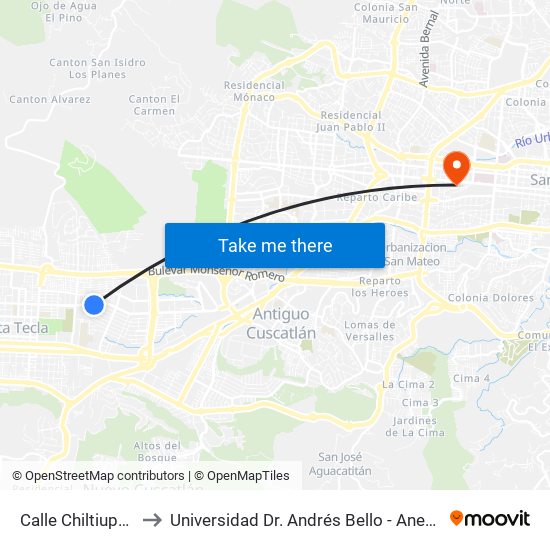 Calle Chiltiupan to Universidad Dr. Andrés Bello - Anexo map