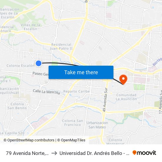 79 Avenida Norte, 133 to Universidad Dr. Andrés Bello - Anexo map