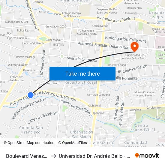 Boulevard Venezuela to Universidad Dr. Andrés Bello - Anexo map