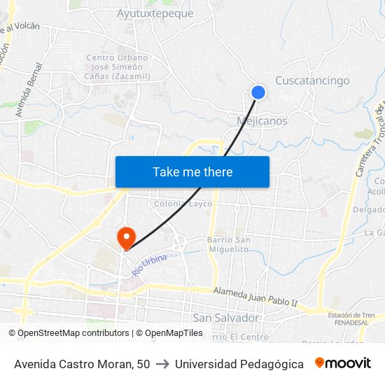 Avenida Castro Moran, 50 to Universidad Pedagógica map