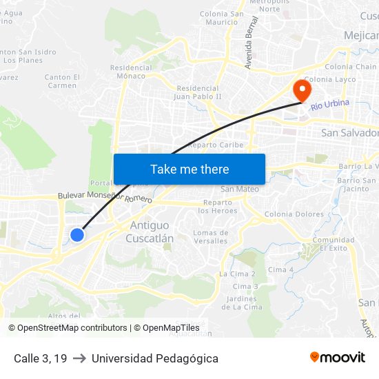 Calle 3, 19 to Universidad Pedagógica map