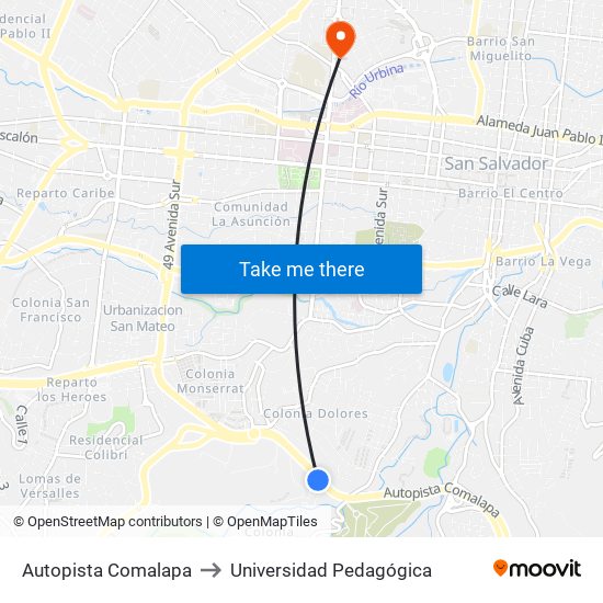 Autopista Comalapa to Universidad Pedagógica map