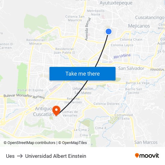 Ues to Universidad Albert Einstein map