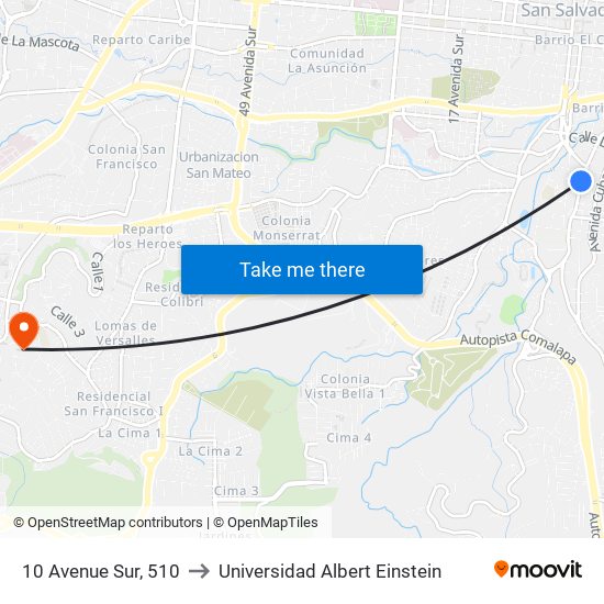 10 Avenue Sur, 510 to Universidad Albert Einstein map