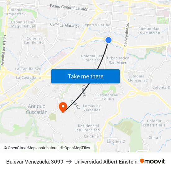 Bulevar Venezuela, 3099 to Universidad Albert Einstein map
