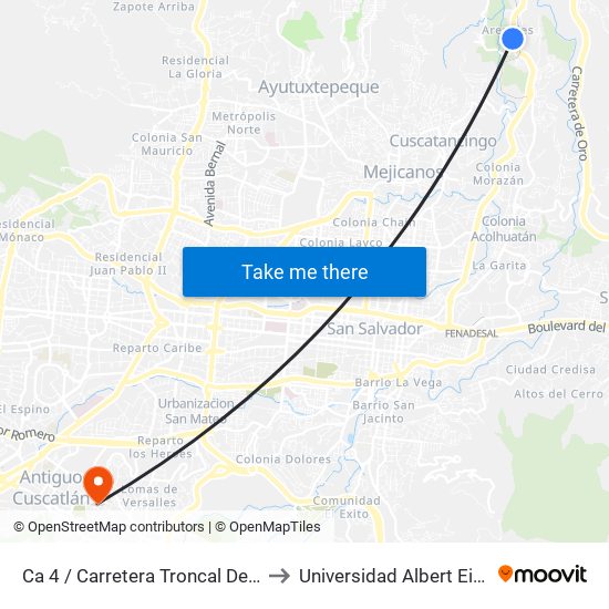 Ca 4 / Carretera Troncal Del Norte to Universidad Albert Einstein map