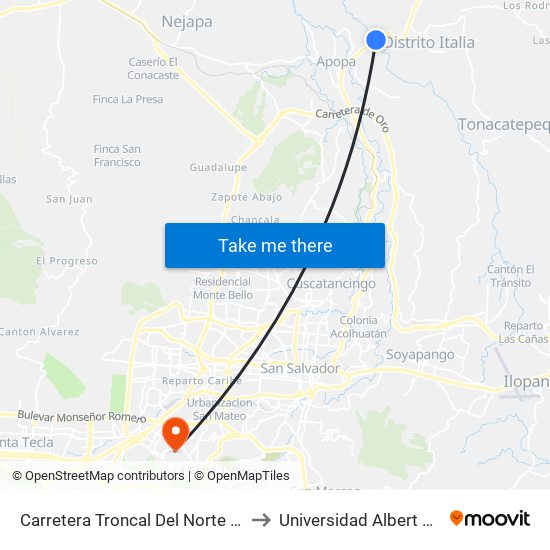 Carretera Troncal Del Norte - Teresas to Universidad Albert Einstein map