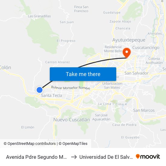 Avenida Pdre Segundo Montes to Universidad De El Salvador map