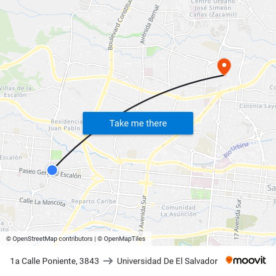 1a Calle Poniente, 3843 to Universidad De El Salvador map