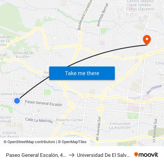 Paseo General Escalón, 4355 to Universidad De El Salvador map