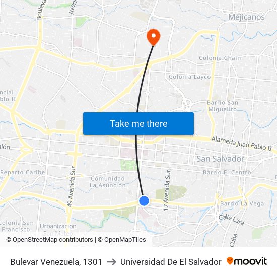 Bulevar Venezuela, 1301 to Universidad De El Salvador map