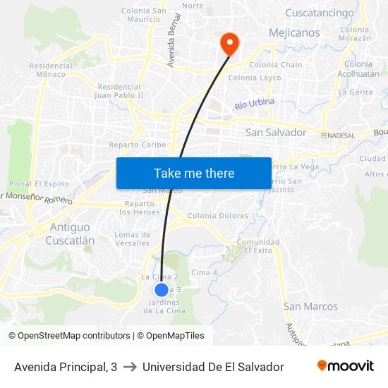 Avenida Principal, 3 to Universidad De El Salvador map