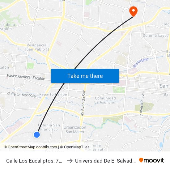 Calle Los Eucaliptos, 709 to Universidad De El Salvador map