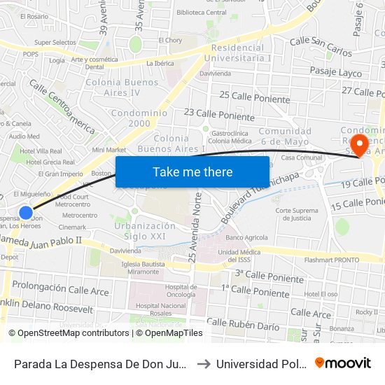 Parada La Despensa De Don Juan (Metrosur) to Universidad Politécnica map