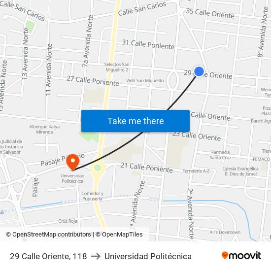 29 Calle Oriente, 118 to Universidad Politécnica map