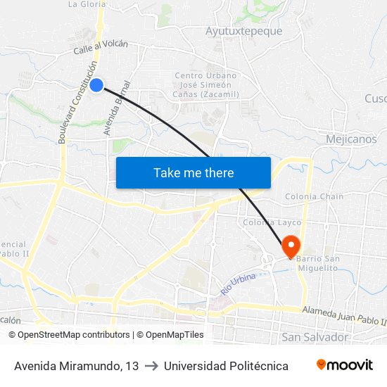 Avenida Miramundo, 13 to Universidad Politécnica map