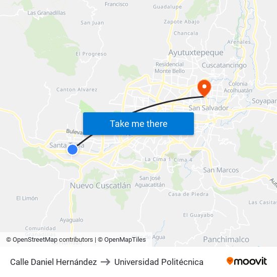 Calle Daniel Hernández to Universidad Politécnica map