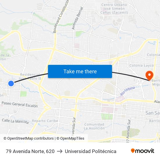 79 Avenida Norte, 620 to Universidad Politécnica map