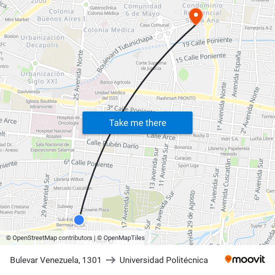 Bulevar Venezuela, 1301 to Universidad Politécnica map