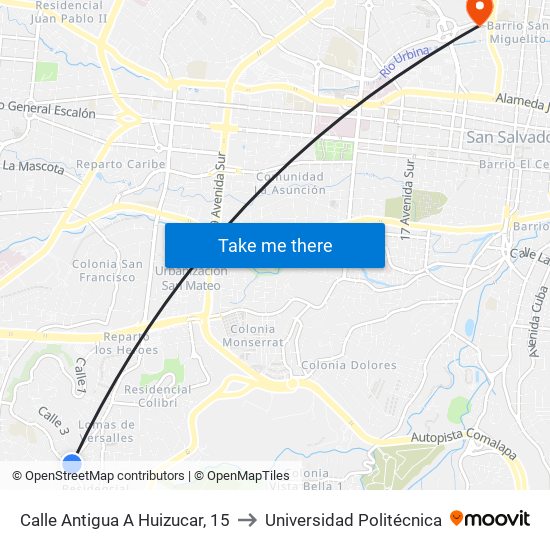 Calle Antigua A Huizucar, 15 to Universidad Politécnica map