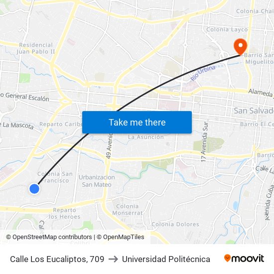 Calle Los Eucaliptos, 709 to Universidad Politécnica map