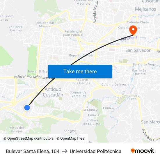 Bulevar Santa Elena, 104 to Universidad Politécnica map