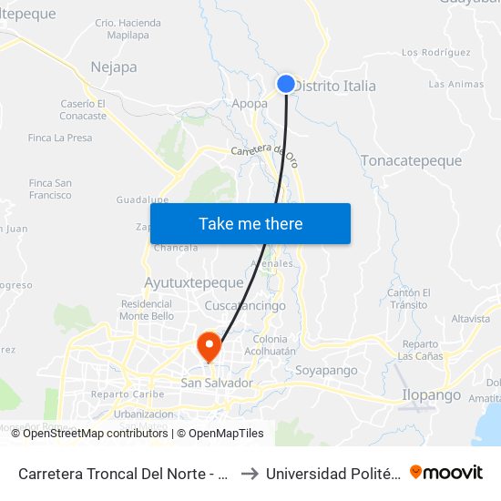 Carretera Troncal Del Norte - Teresas to Universidad Politécnica map