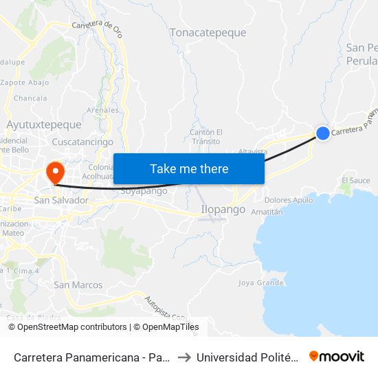 Carretera Panamericana - Pasarela to Universidad Politécnica map