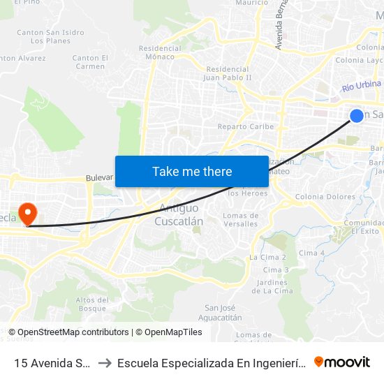 15 Avenida Sur, 122 to Escuela Especializada En Ingeniería Itca-Fepade map