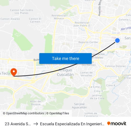 23 Avenida Sur, 225 to Escuela Especializada En Ingeniería Itca-Fepade map