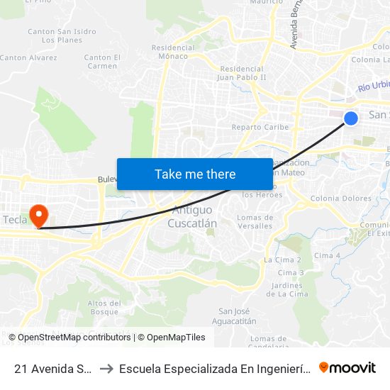 21 Avenida Sur, 113 to Escuela Especializada En Ingeniería Itca-Fepade map