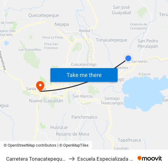 Carretera Tonacatepeque San Martin - Las Delicias to Escuela Especializada En Ingeniería Itca-Fepade map