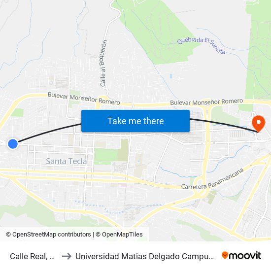 Calle Real, 16 to Universidad Matias Delgado Campus II map