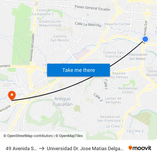 49 Avenida Sur, 26 to Universidad Dr. Jose Matias Delgado Campus I map