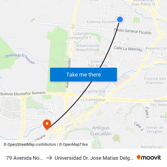 79 Avenida Norte, 133 to Universidad Dr. Jose Matias Delgado Campus I map