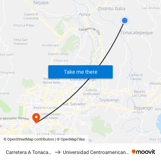 Carretera A Tonacatepeque, Laminas to Universidad Centroamericana ""José Simeon Cañas"" map