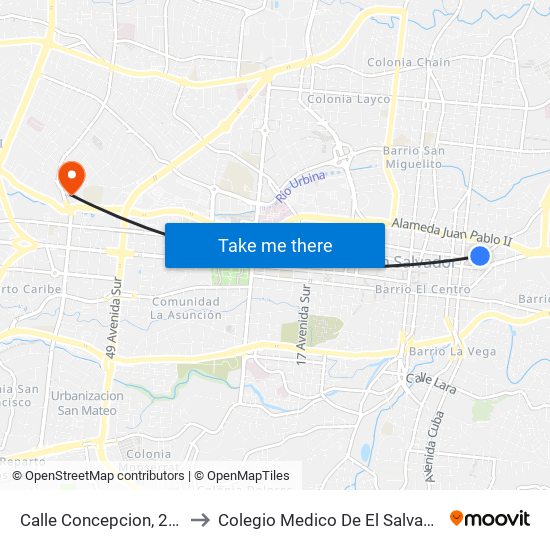 Calle Concepcion, 241 to Colegio Medico De El Salvador map