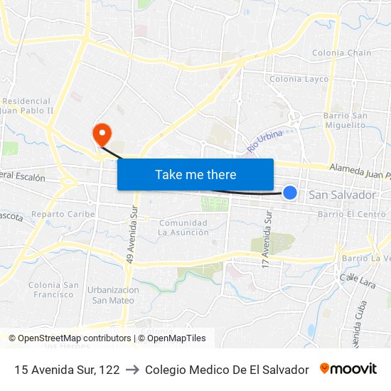 15 Avenida Sur, 122 to Colegio Medico De El Salvador map