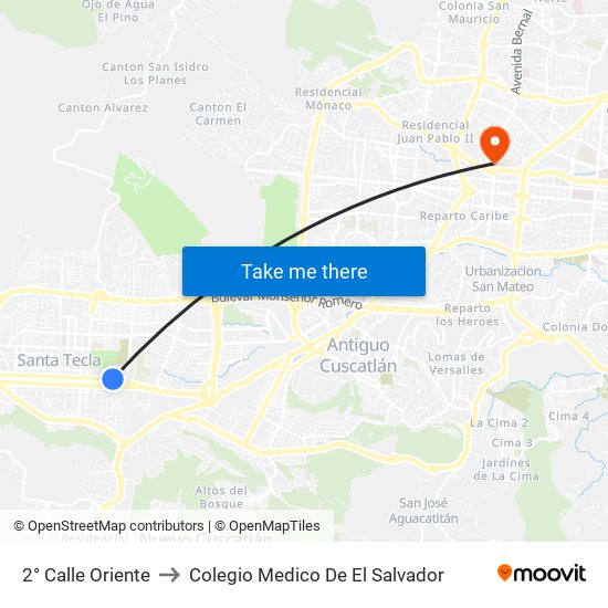 2° Calle Oriente to Colegio Medico De El Salvador map