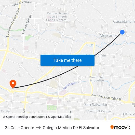 2a Calle Oriente to Colegio Medico De El Salvador map